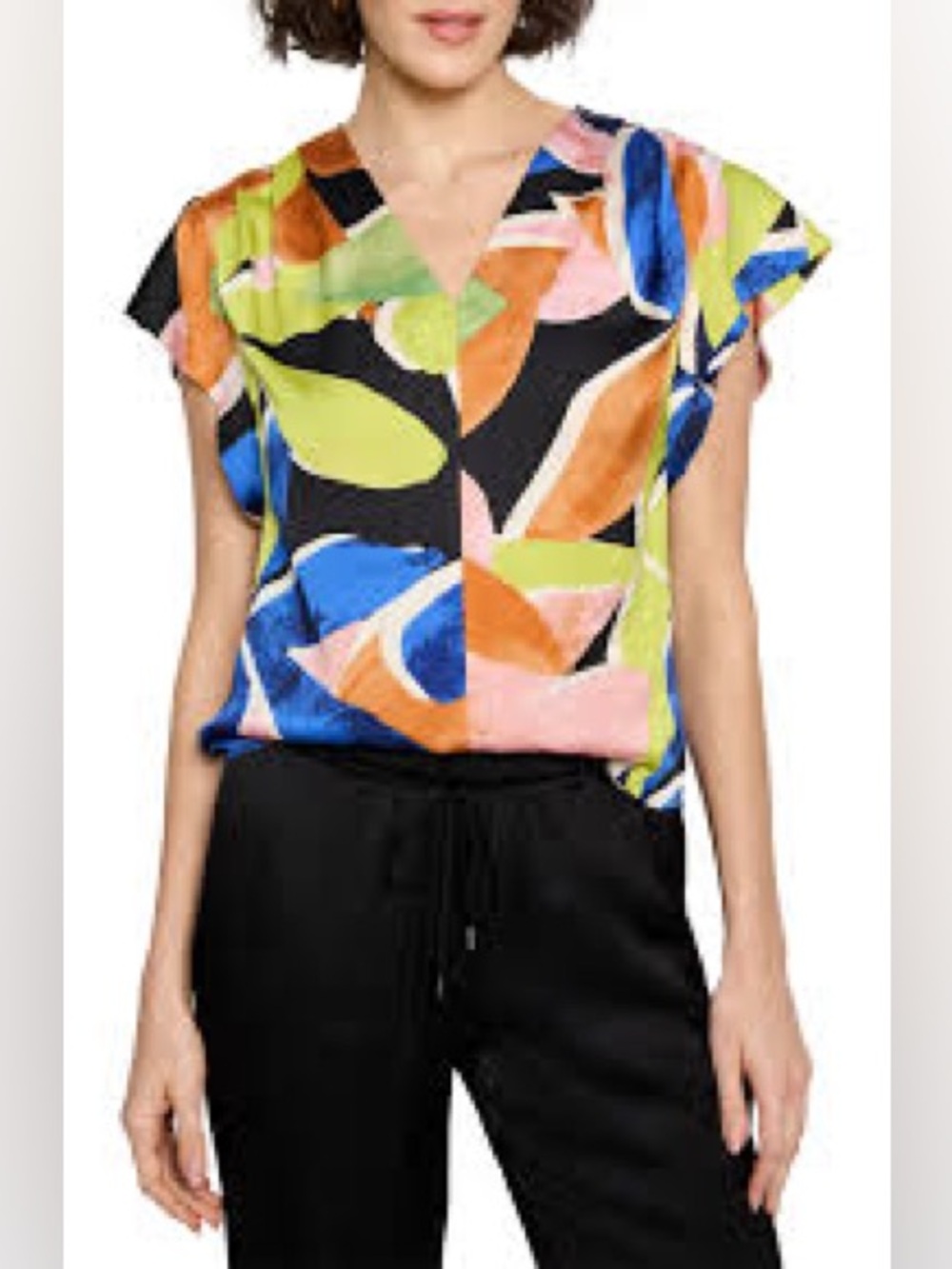 NIC+ZOE Mega Blooms Flutter Sleeve Top 2X